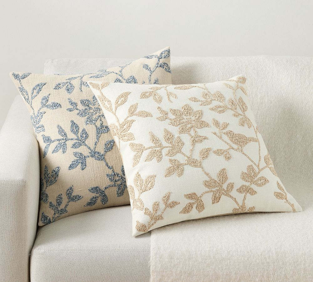 Floral Embroidered Pillow Cover