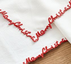 Merry Christmas Embroidered Napkin - Set of 4