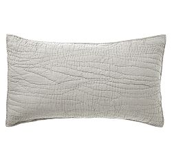 Open Box: Belgian Flax Linen Handcrafted Quilted Sham, King, Set of 3 - Soft Gray
