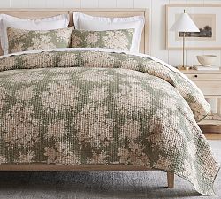 Open Box: Juliette Toile Reversible Pick-Stitch Quilt, King/Cal. King - Loden