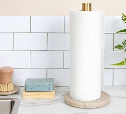 Open Box: Modern Marble and Brass Paper Towel Holder