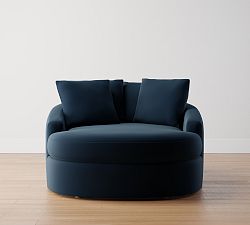Open Box: Balboa Upholstered Media Lounger - Performance Everydayvelvet™ Ink Blue