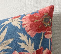 Poppy Vintage Floral Reversible Pillow