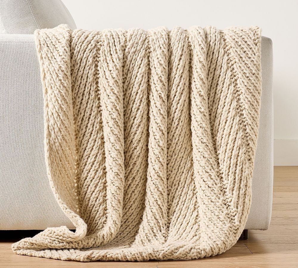Chevron Knitted Chunky Throw by Pottery Barn
