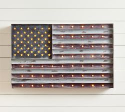 Lit Marquee American Flag