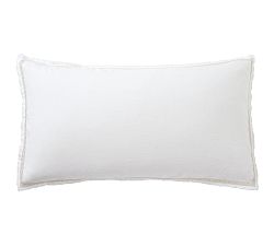 Open Box: Belgian Flax Linen Fringed Border Stitch Sham, King, Set of 2 - White/Flax