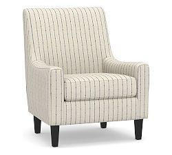 Open Box: SoMa Issac Upholstered Armchair, Slubby Pinstripe - Blue