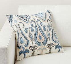 Open Box: Yalla Embroidered Pillow, 18" -  Blue