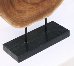Teak Handcrafted Slice on Stand Decorative Object