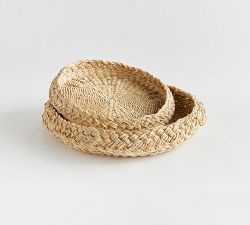 French Braided Handwoven Trays, Set of 2