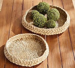 French Braided Handwoven Trays, Set of 2