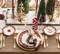 Nostalgic Christmas Icon Stoneware Appetizer Plates - Mixed Set of 4