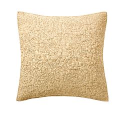 Open Box: Belgian Flax Linen Floral Quilted Sham, Euro, Set of 3 - Daffodil