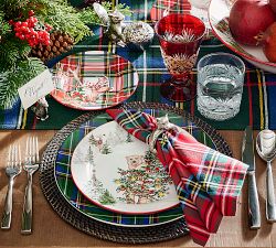 Enchanted Forest Stewart Plaid Appetizer Plates - Mixed Set of 4