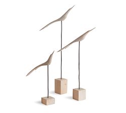 Hand-Carved Flock of Bird Objects