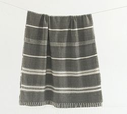 Open Box: Shyla Cotton Hand-Loomed Striped Throw, 36" x 72" - Gray/Natural