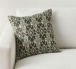 Judah Ikat Plaid Embroidered Pillow