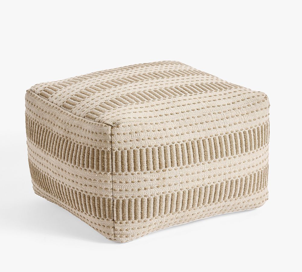 Harbor Outdoor Pouf - Flax, 18" x 18" x 14"