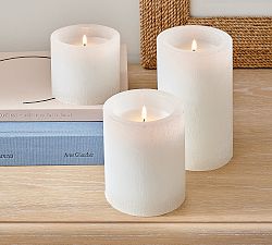 Scultpted Wax Pillar Candle - Coastal Vanilla 