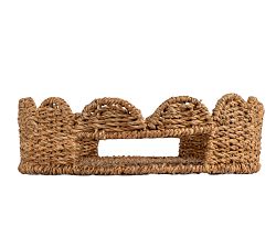 Decorative Scalloped Rattan Tray with Handles