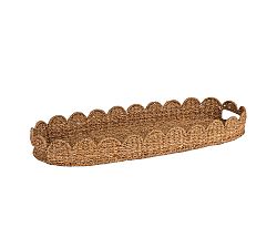 Decorative Scalloped Rattan Tray with Handles