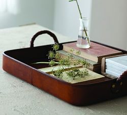 Decorative Wood and Leather Tray