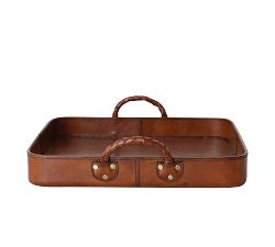 Decorative Wood and Leather Tray