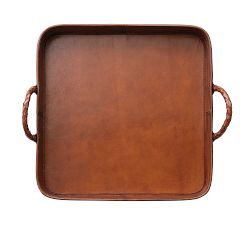 Decorative Wood and Leather Tray
