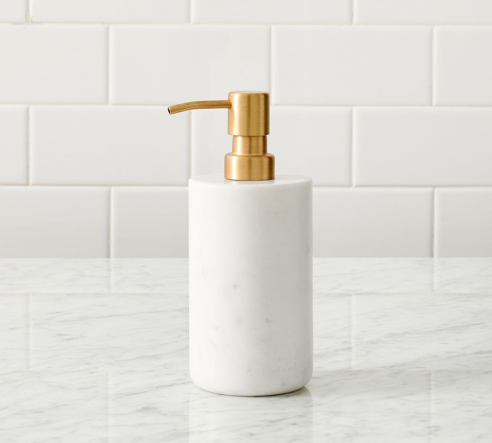 Marble Bathroom Soap Pump - Frost/Brass