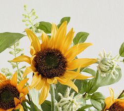 Faux Sunflower and Greens Bundle