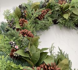 Open Box: Faux Lit Rustic Pine and Berry Wreath (38")