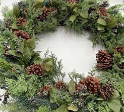 Open Box: Faux Lit Rustic Pine and Berry Wreath (38")