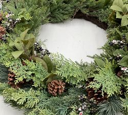 Open Box: Faux Lit Rustic Pine and Berry Wreath (38")