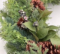 Open Box: Faux Lit Rustic Pine and Berry Wreath (38")