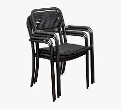 Open Box: Garey Rope Outdoor Dining Armchair, Set of 4 - Black