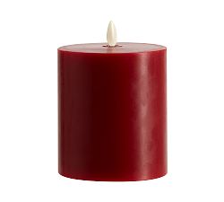 Open Box: Premium Flickering Flameless Wax Pillar Candle, 4" x 4.5" - Red