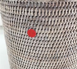 Open Box: Tava Handwoven Rattan Round Tapered Waste Basket With Metal Liner - White Wash