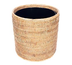 Open Box: Tava Handwoven Rattan Round Tapered Waste Basket With Metal Liner - Natural