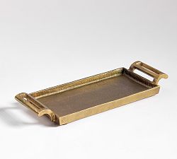 Open Box: Antiqued Metal Rectangle Tray , X-Small (7" Diam) - Gold