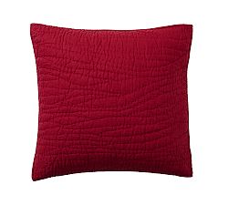 Open Box: Belgian Flax Linen Handcrafted Quilted Shams, Euro, Set of 3 - Red Berry