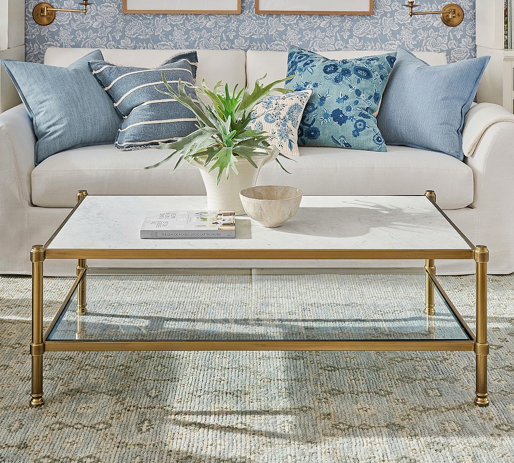 Everson Rectangular Marble Coffee Table (52") by Pottery Barn