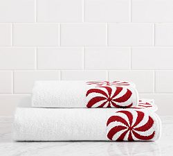 Open Box: Peppermint Swirl Bath Towel - White/Red