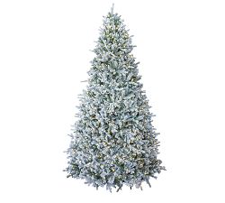 Open Box: Pre-lit Faux Natural Cut Winter Flocked Spruce, 9'