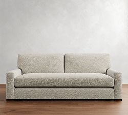 Open Box: Turner Square Arm Sofa without Nailheads (83"W, 39"D), 2X1 - Performance Micro Boucle Pebble, Espresso Legs