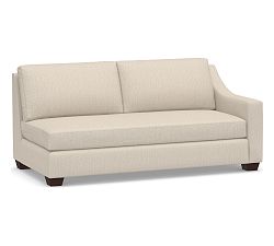 Open Box: York Slope Arm Right Sofa with Bench Cushion - Sunbrella® Performance Herringbone Oatmeal, Espresso