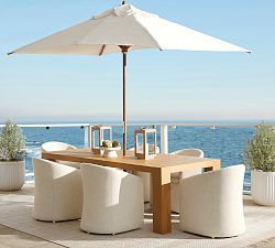9' Round Outdoor Patio Umbrella &ndash; Teak Tilt Frame​