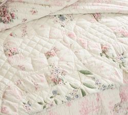 LoveShackFancy Floral Bow Patchwork Embroidered Quilt