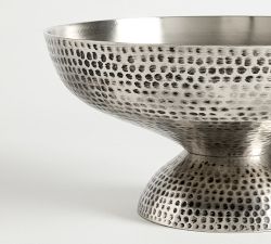 Silver Hammered Decorative Pedestal Bowl