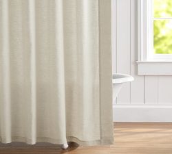 Belgian Flax Linen Hemstitch Shower Curtain