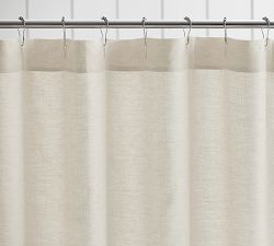 Pottery Barn Belgian Flax Linen Hemstitch Shower Curtain - Thumbnail 3